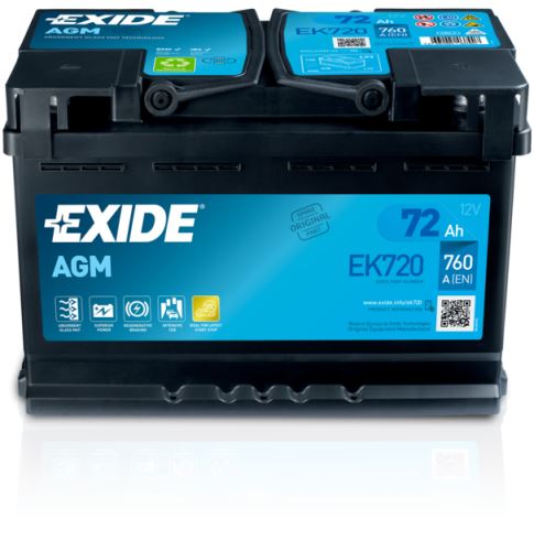 Autobaterie Start-Stop AGM 12V 72Ah 760A, 190x175x278mm