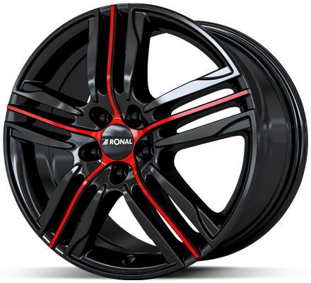 Alu disk Ronal R57 JB RS 7,5x18 5x100 ET35 černo červený leštěný