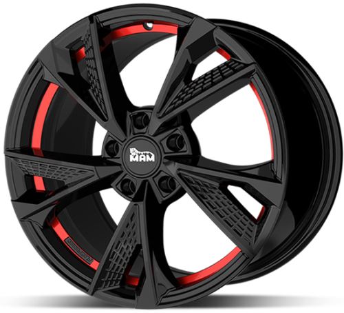 Alu disk MAM RS6 BPRI 8,5x20 5x112 ET30 čierny lesklý červený