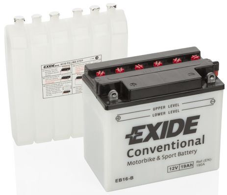 EXIDE Motobatéria Conventional 12V 19Ah 190A, 175x100x155mm, nabité, antisulf., náplň v balení
