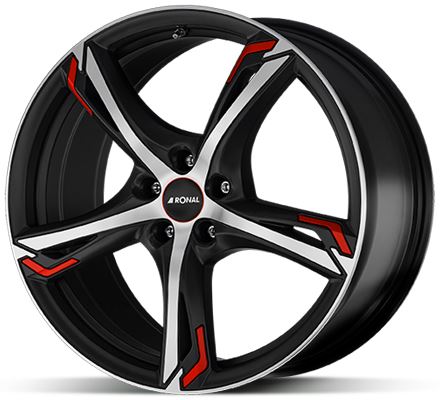 Alu disk Ronal R62 Red 7,5x17 5x108 ET45 čierny leštený červený