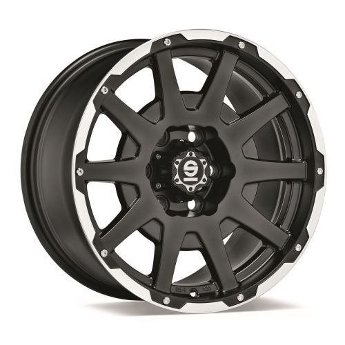 Alu disk SPARCO DAKAR 8.5x18, 5x120, 65.1, ET0 MATT BLACK LIP POLISHED+RIVETS