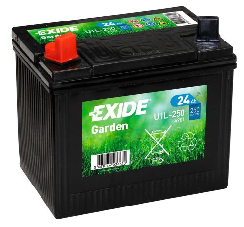 EXIDE Autobatérie GARDEN 12V 24Ah 250A, 197x132x186mm, Ľavá