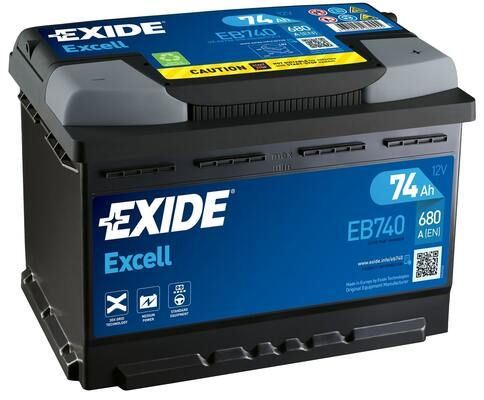 EXIDE Autobaterie EXCEL 12V 74Ah 680A, 278x175x190mm