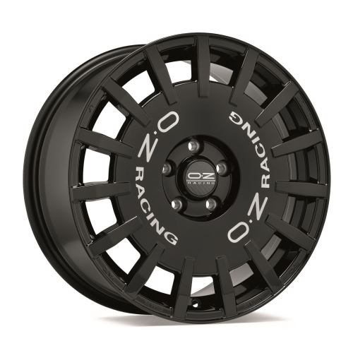 Alu disk OZ-RACING Šport RALLY RACING 8x18, 5x112, 75, ET45 GLOSS BLACK + SILVER LETTERING