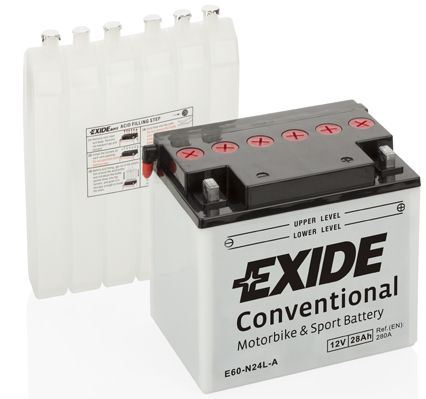 EXIDE Motobatéria Conventional 12V 28Ah 280A, 184x124x169mm, nabité, antisulf., náplň v balení