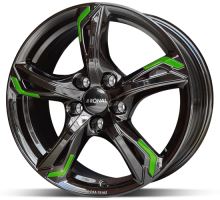 Alu disk Ronal R62 JB Green 8,5x20 5x114 ET40 čierny lesklý zelený