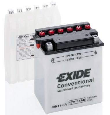 EXIDE Motobaterie Conventional 12V 14Ah 130A, 134x89x166mm, nabité, náplň v balení