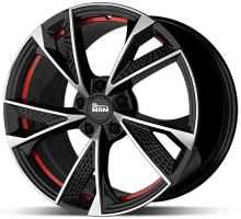 Alu disk MAM RS6 BFPRI 7x16 5x100 ET38 čierny leštený červený