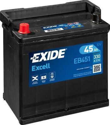 EXIDE Autobatérie EXCEL 12V 45Ah 330A, 220x135x225mm, ĽAVÁ