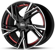 Alu disk MAM RS5 BFPRI 7x16 5x120 ET35 černý leštěný červený