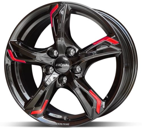 Alu disk Ronal R62 JB Red 7,5 x18 5x108 ET50 čierny lesklý červený