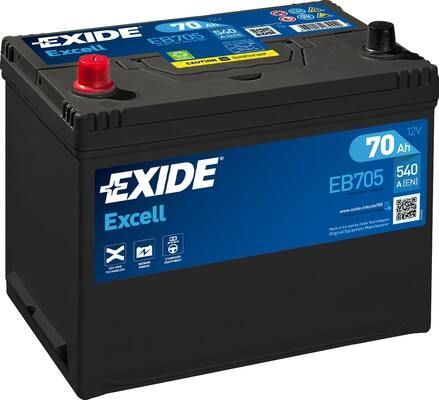 EXIDE Autobatérie EXCEL 12V 70Ah 540A, 272x173x222mm, ĽAVÁ